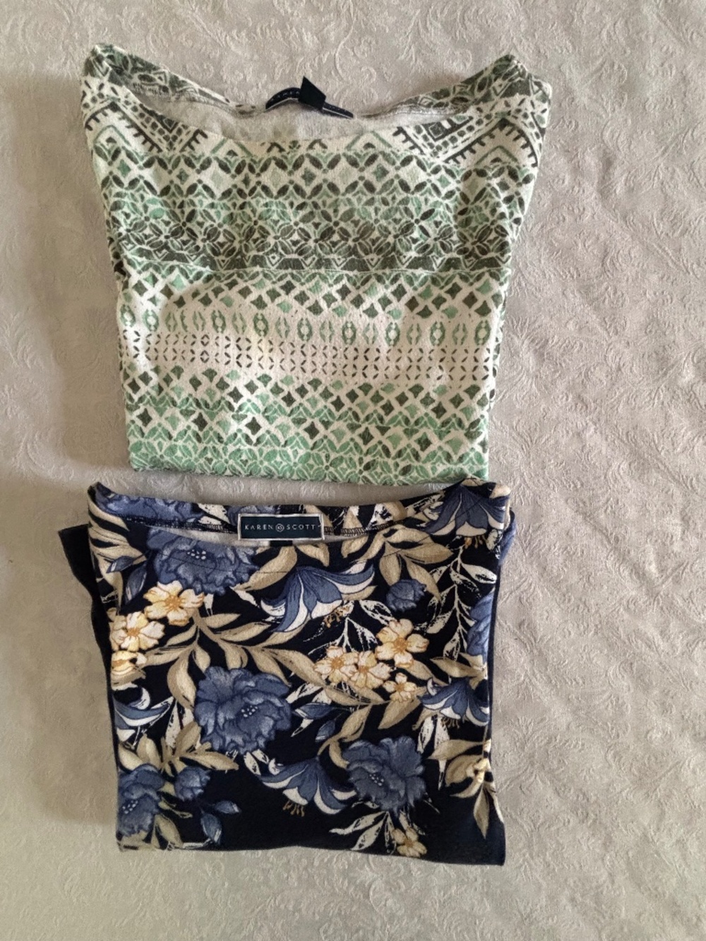 Two Karen Scott Shirts with Elbow Length Sleeves